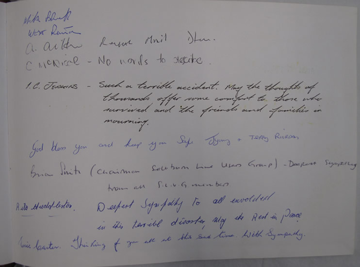 An example of some of the sentiments left in the volumes.