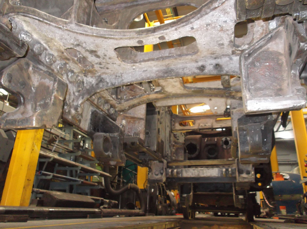 Peter Brackstone behind the front buffer beam needle gunning. Peter has by far done more needle gunning than anyone else.