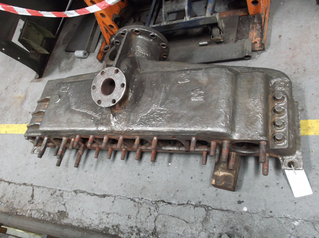 The top of the superheater header prepared for inspection