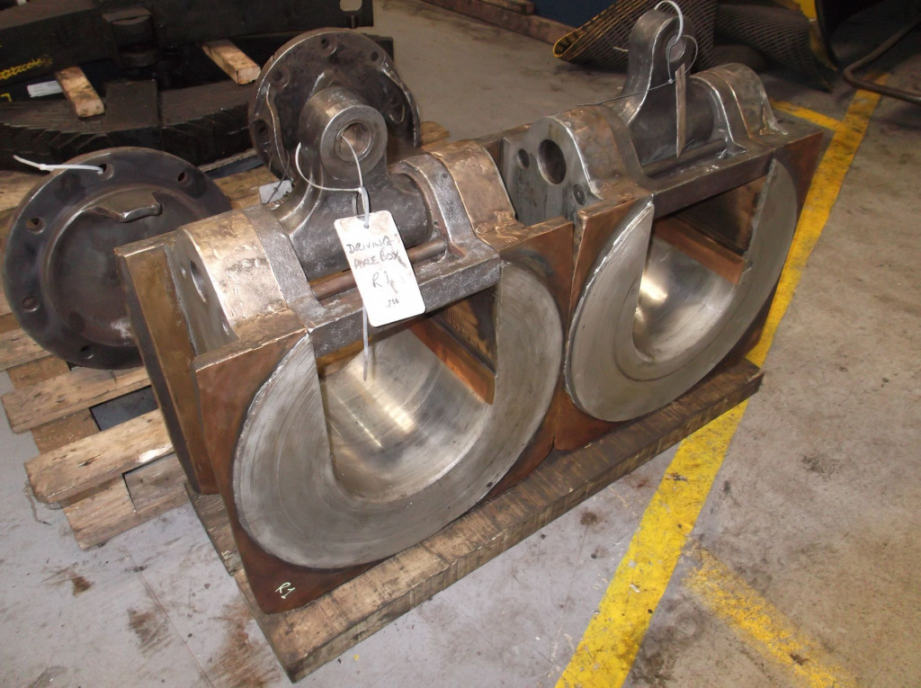 Two cleaned coupled wheel axleboxes.