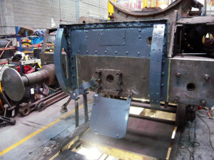 The front of the loco with the first coat of undercoat.