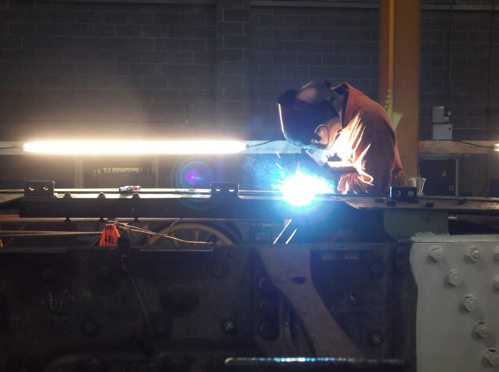 Richard Swales begins weld repairs to the right hand footplating.