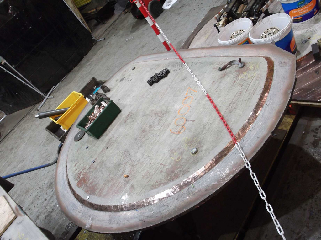 The new tubeplate is sat on the former at Crewe