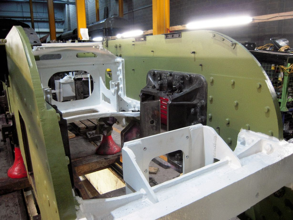 A general view of the progress made in painting the frames