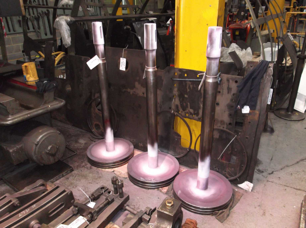 The three pistons were inspected this week prior to refurbishment, which will see the piston heads rebuilt and reprofiled.