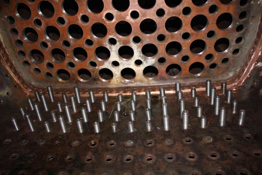 Inside the firebox of locomotive Sir Nigel Gresley.