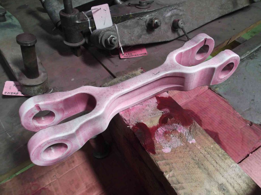 Union links from locomotive Sir Nigel Gresley after inspection.