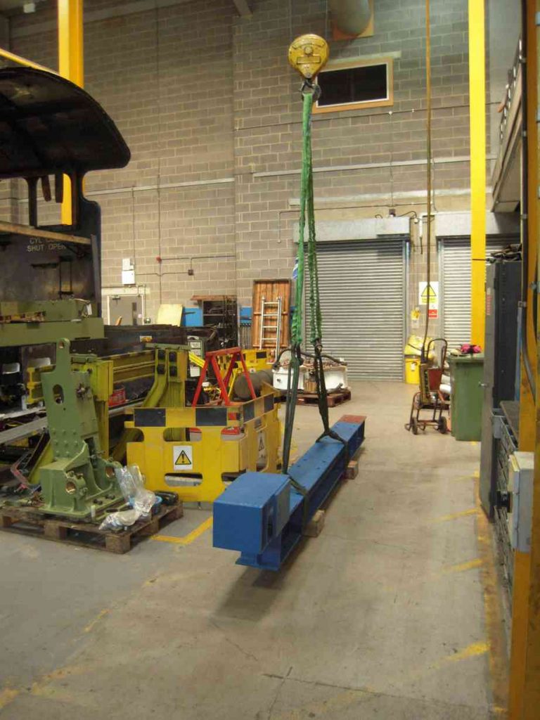 A lifting beam on the floor of the National Railway Museum workshop.