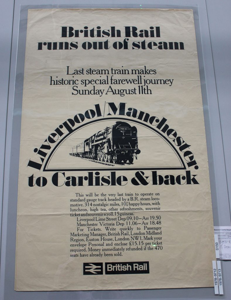 Poster advertising end of steam special, 1968.