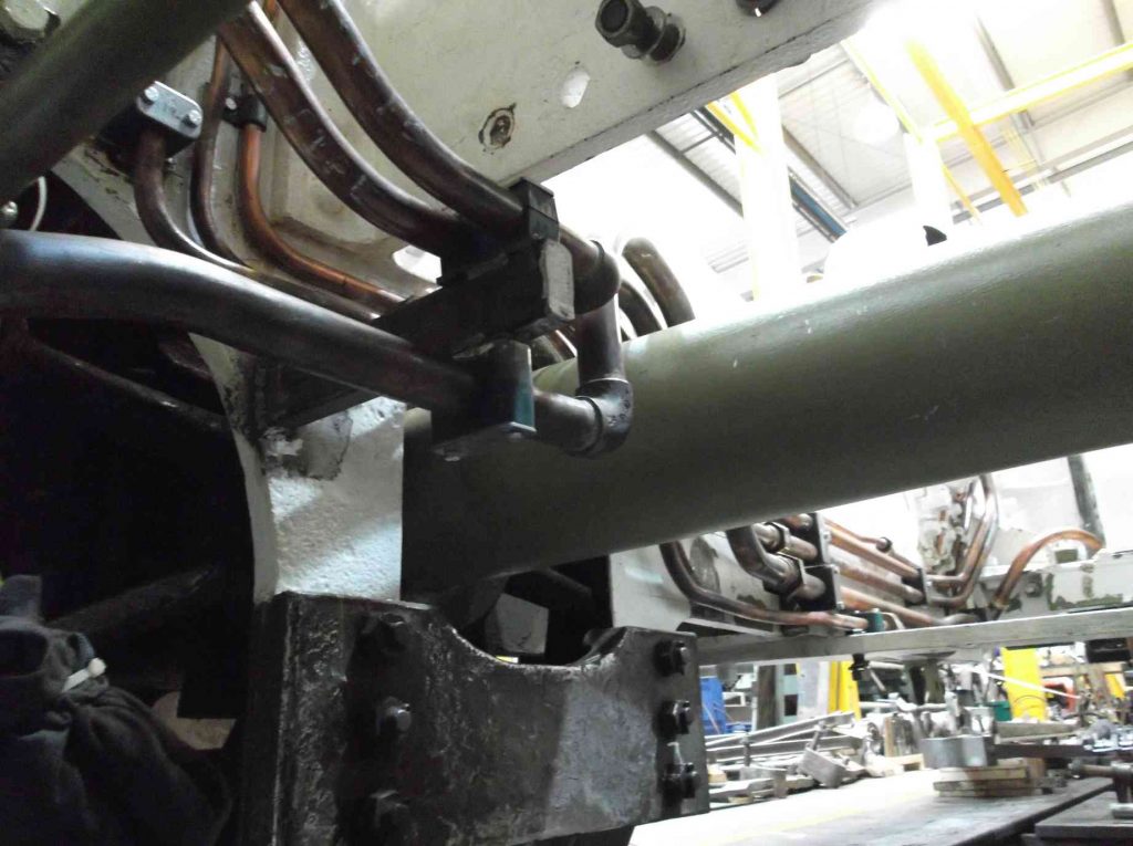 The reorganised pipework from under the driver's position