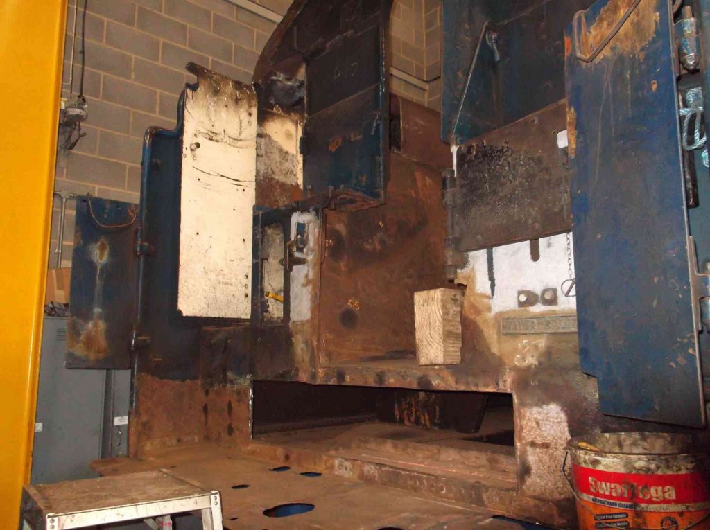 The section of plate removed from the front of the boiler