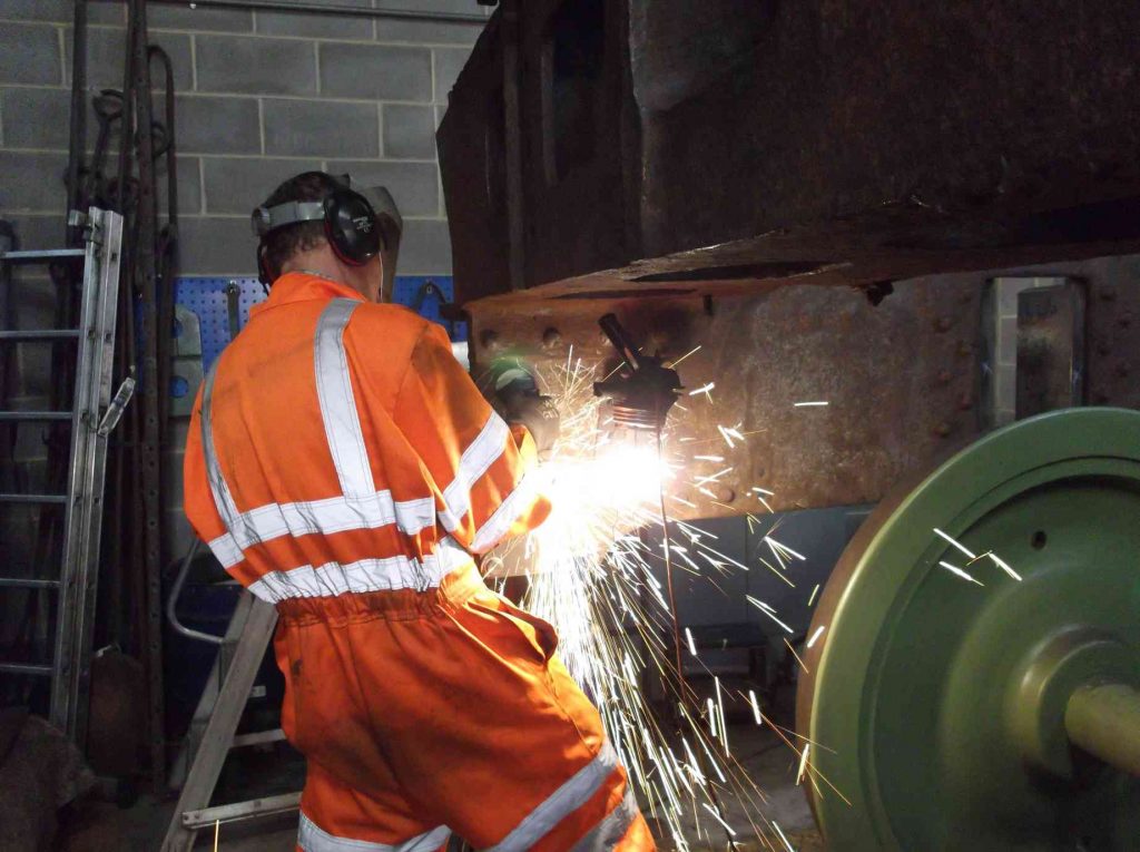 Cleaning the front tender frames
