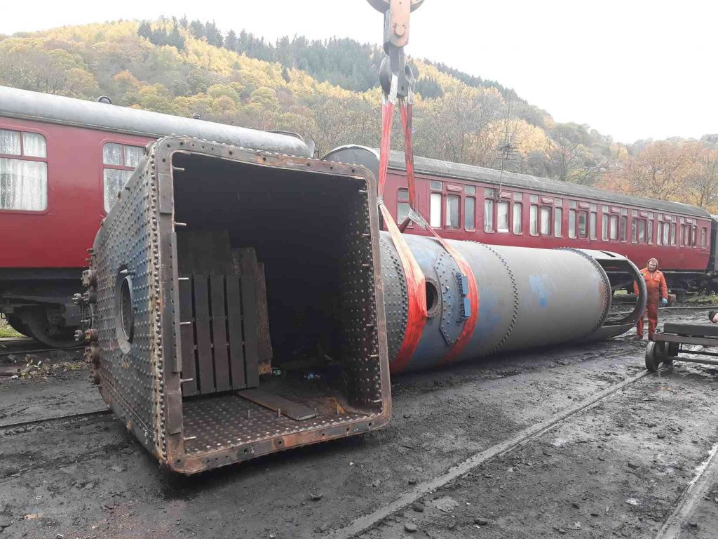 The boiler on its side