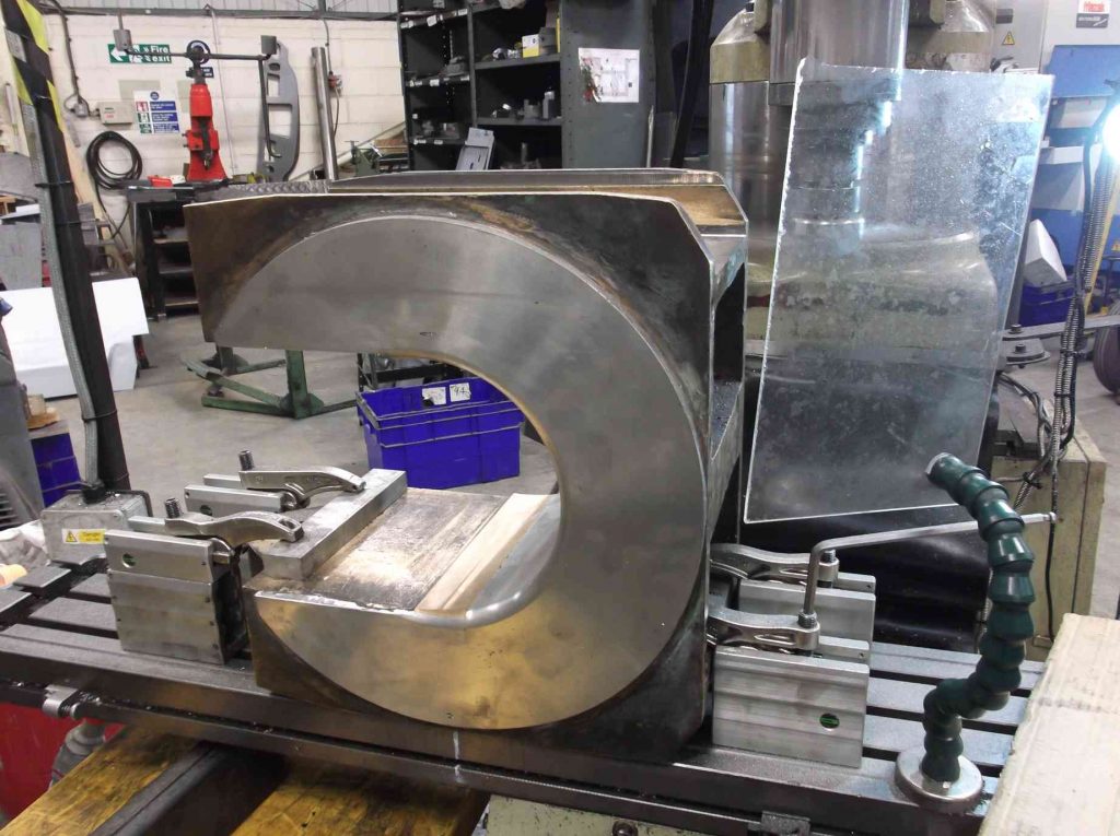 One of the coupled axleboxes on the milling machine