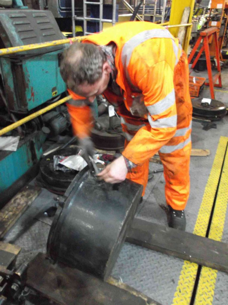 The trunnions on the tender brake cylinders have been sleeved