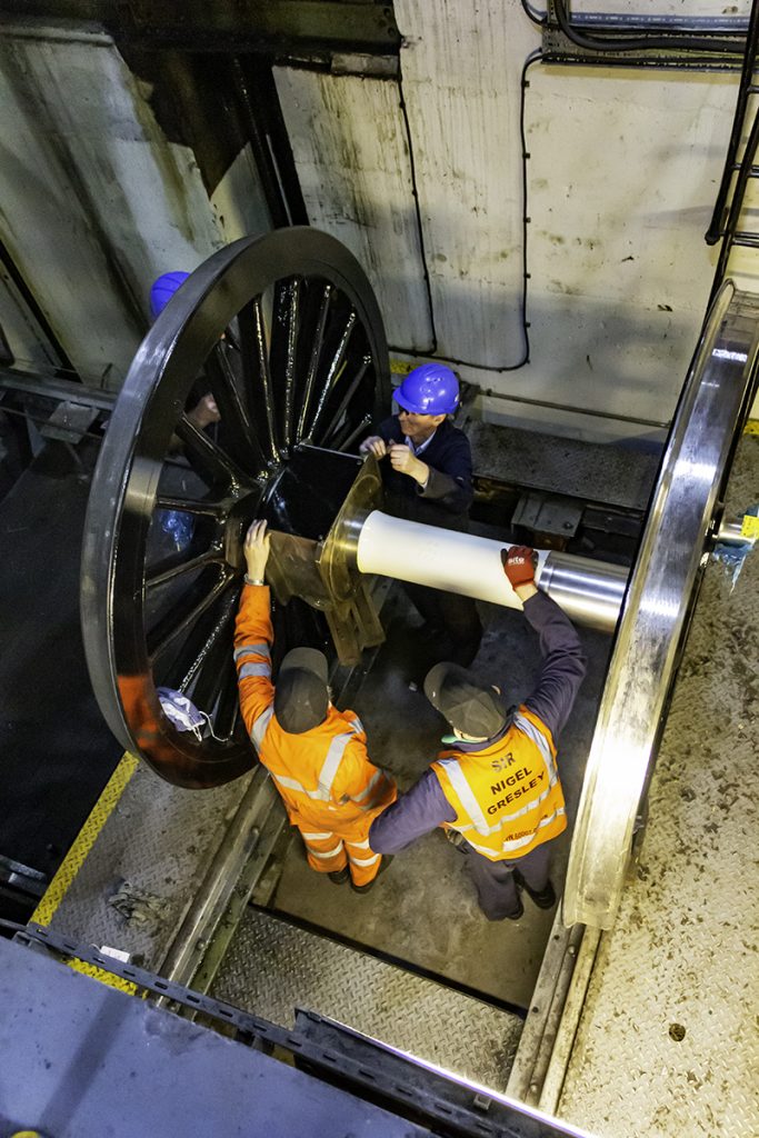 Old brake blocks are hung from the axlebox