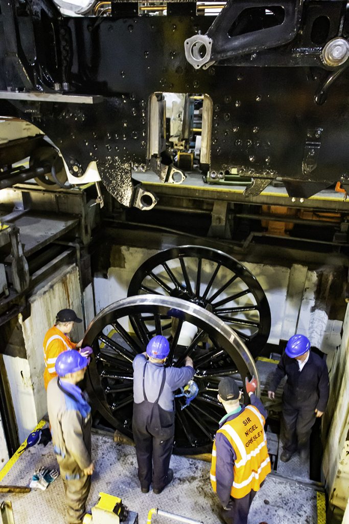 The wheelset is carefully raised in to position