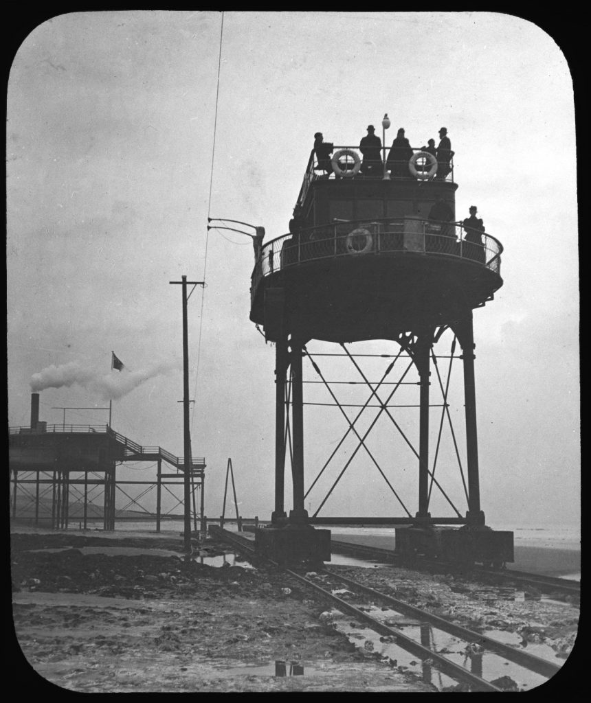 A view of the 'Pioneer' car, taken from ground level