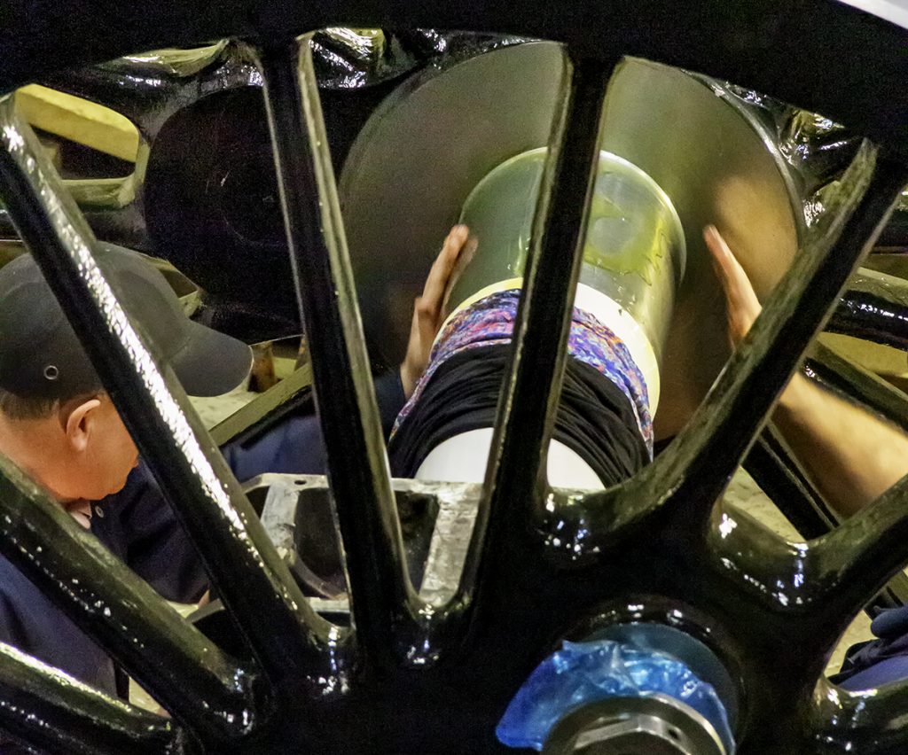 The wheelset in the wheeldrop pit