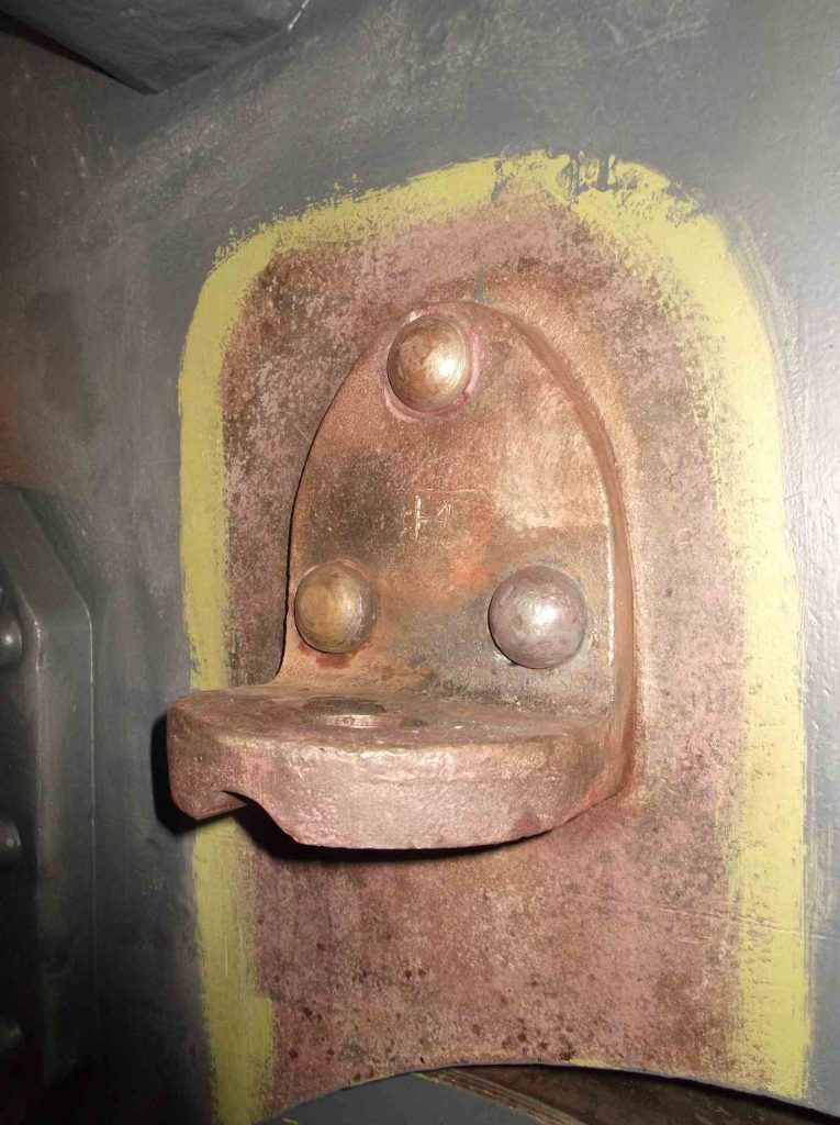 A new rivet has been put in one of the tender spring hanger brackets