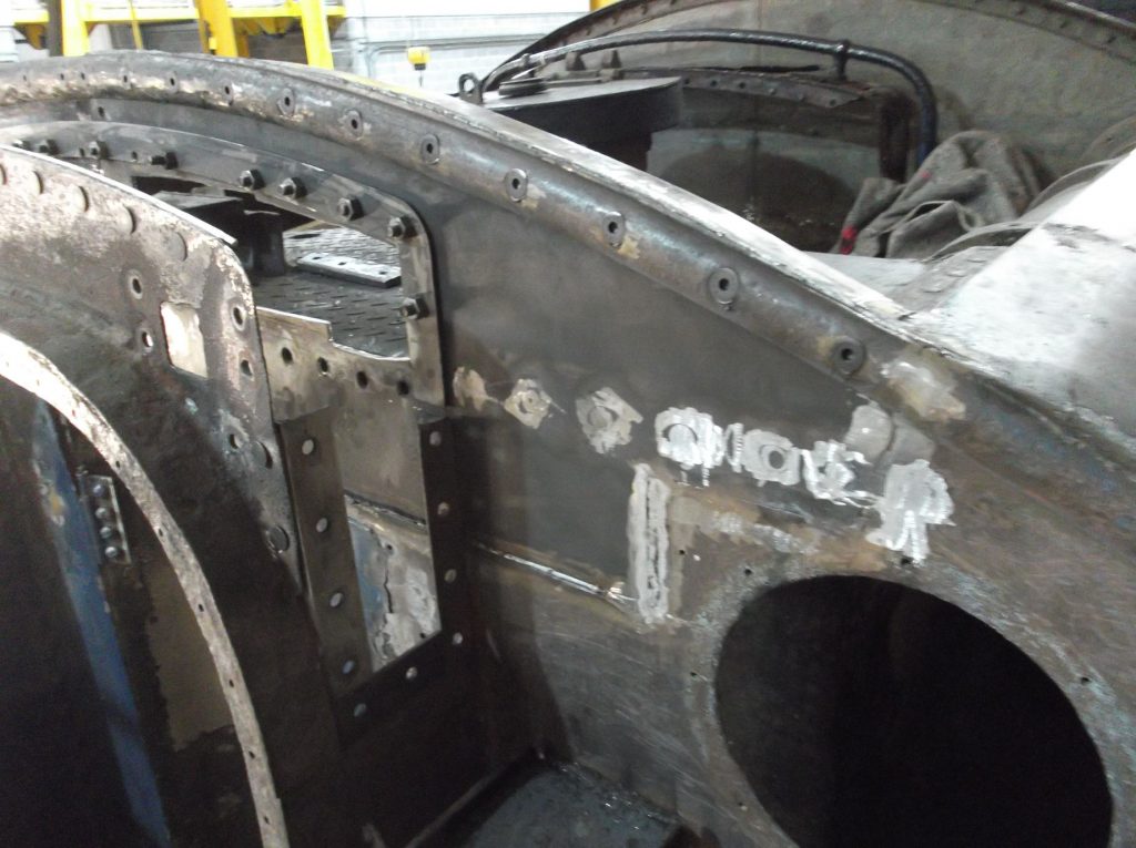 At the back of the tender the beading is re-secured