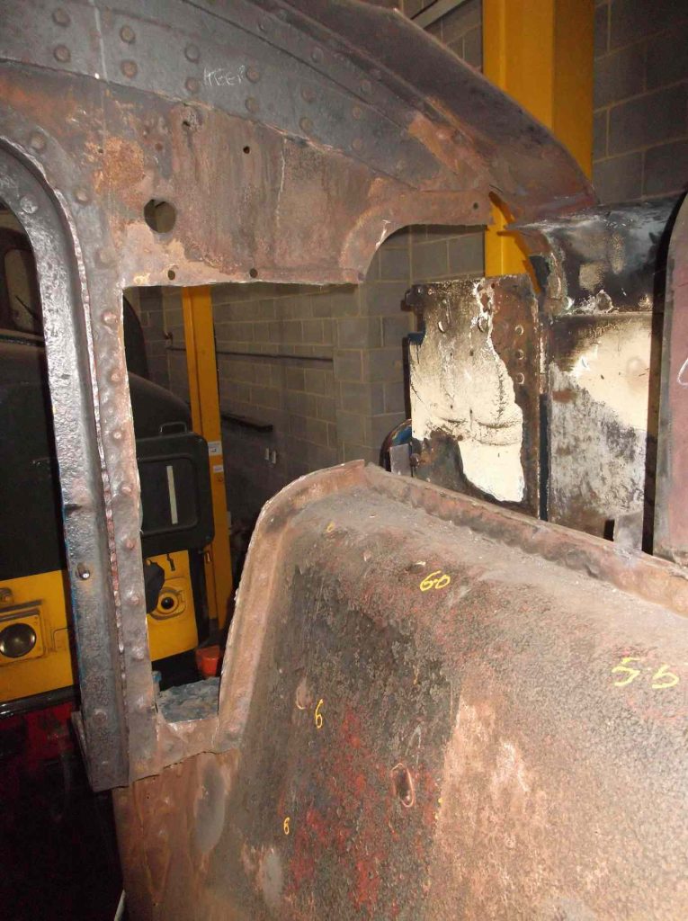 The first sections of steel are being cut out of the tender front