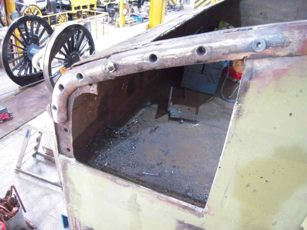 Another section of tender plate has been cut out for renewal