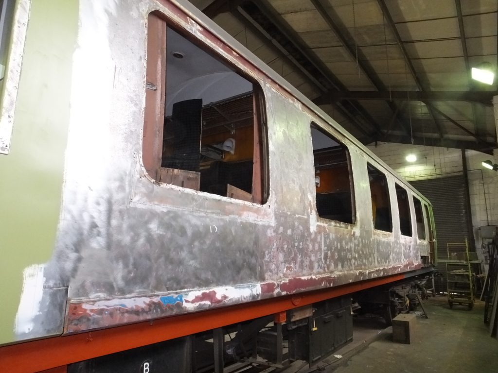 The coach stripped back to metal