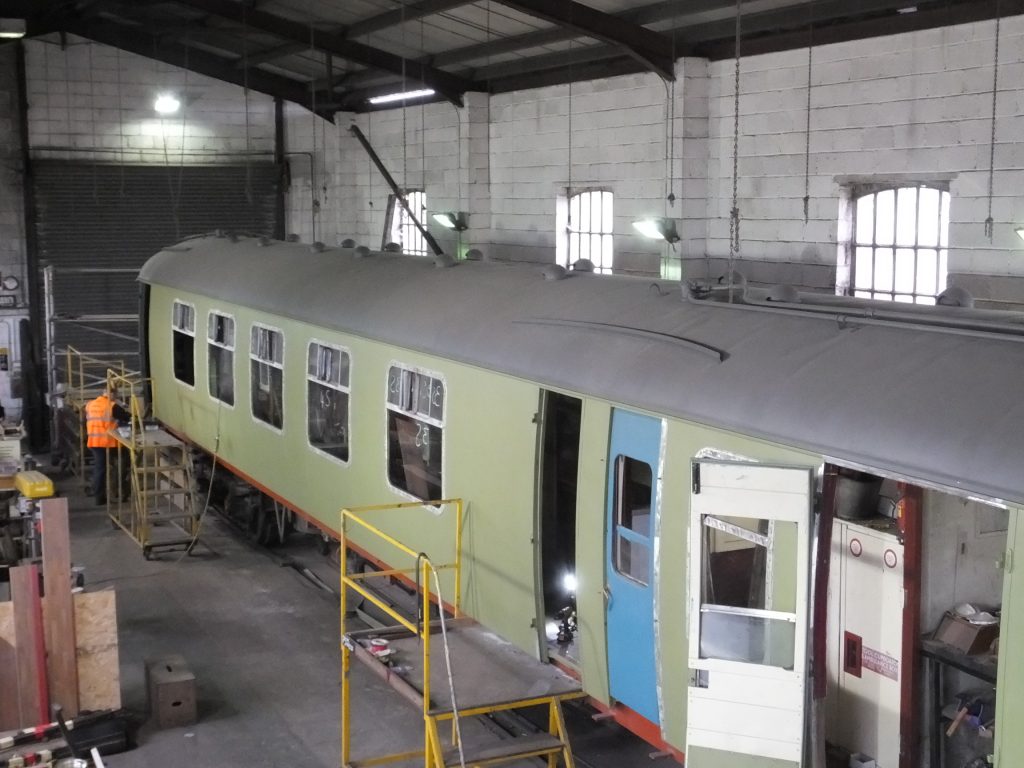 The coach side that has been repaired