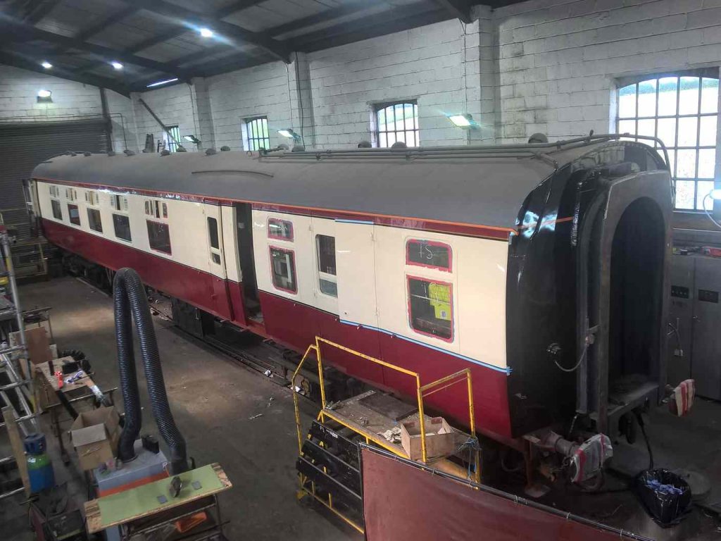 The coach is being painted