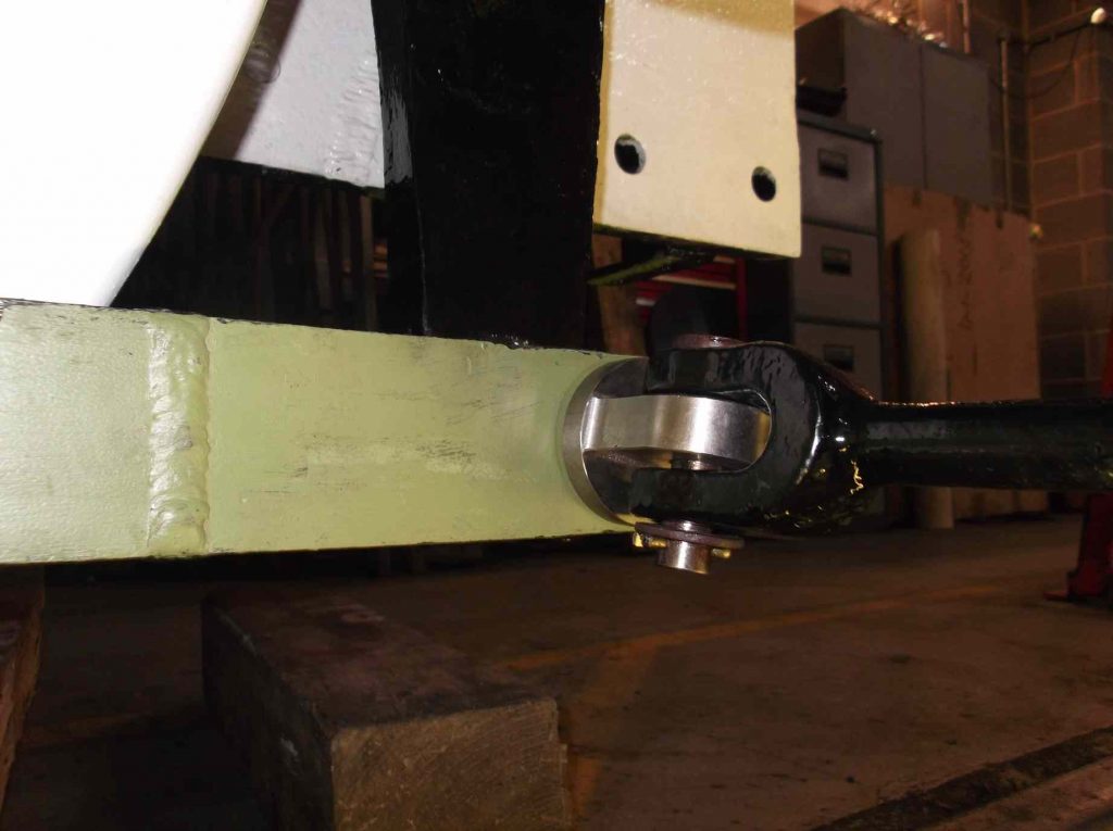 A close up of the tie rod end