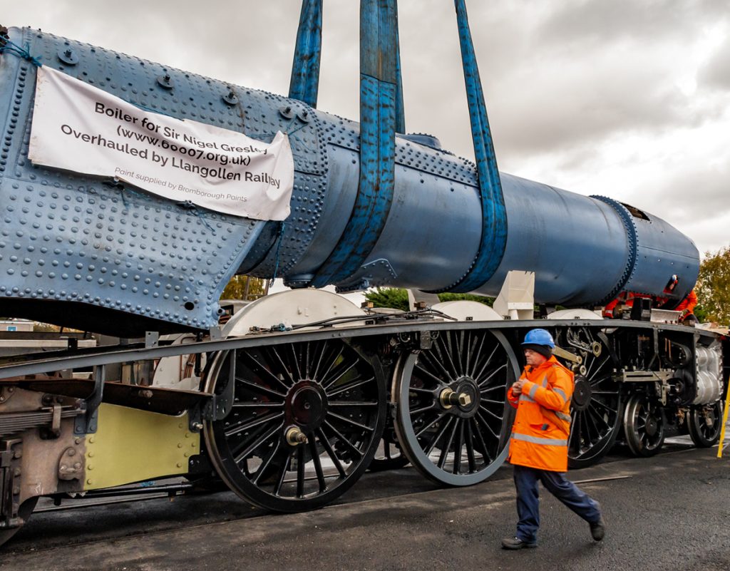 The boiler lifted just clear of the frames to allow minor adjustments