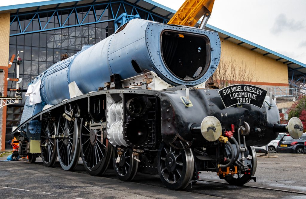 The boiler waits on the frames