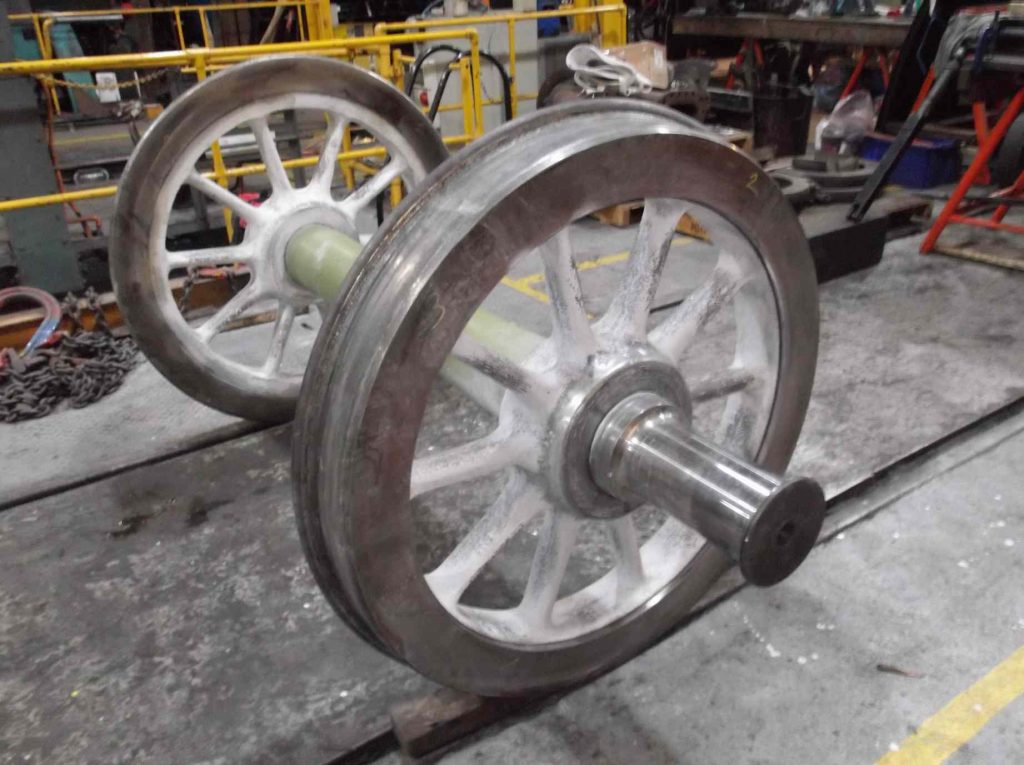 The Cartazzi wheelset has been stripped and tested for defects