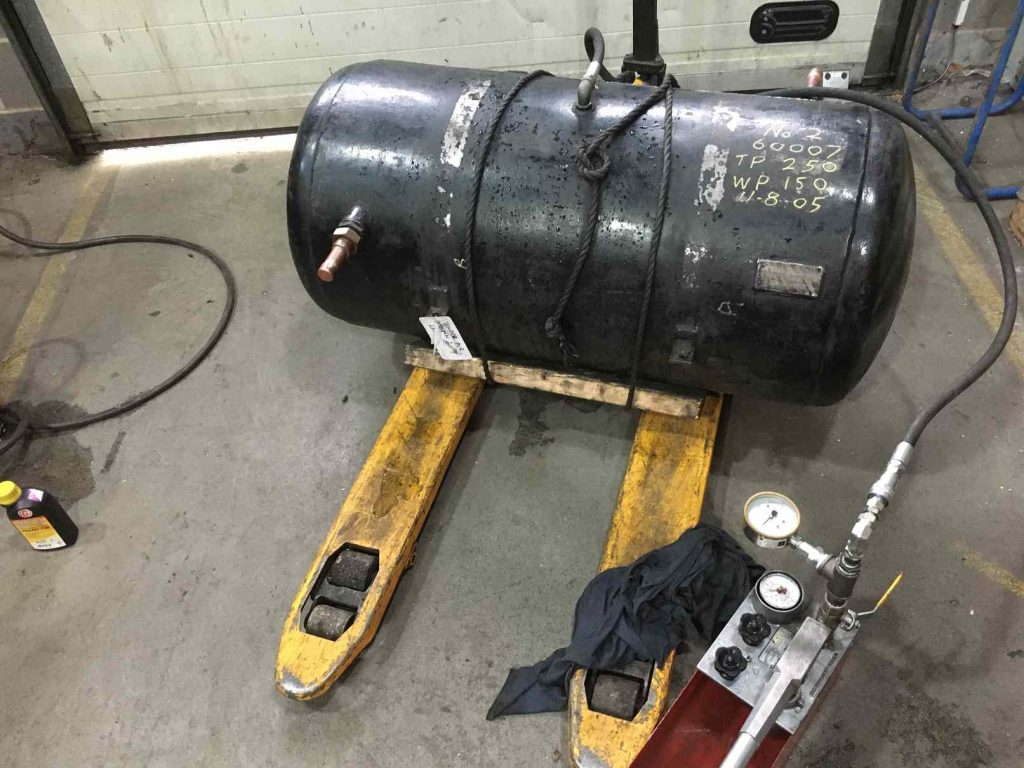 The air brake tanks have been hydraulically tested and passed