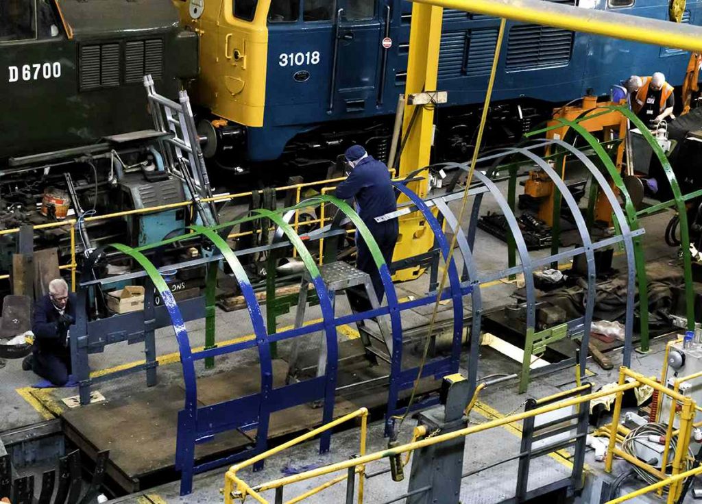 All the crinoline sections, in order of fitting are in front of the loco being prepared