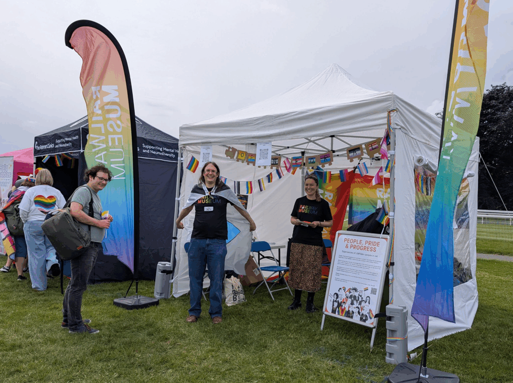 Railway Museum Pride stall for York's 2025 Pride Parade
