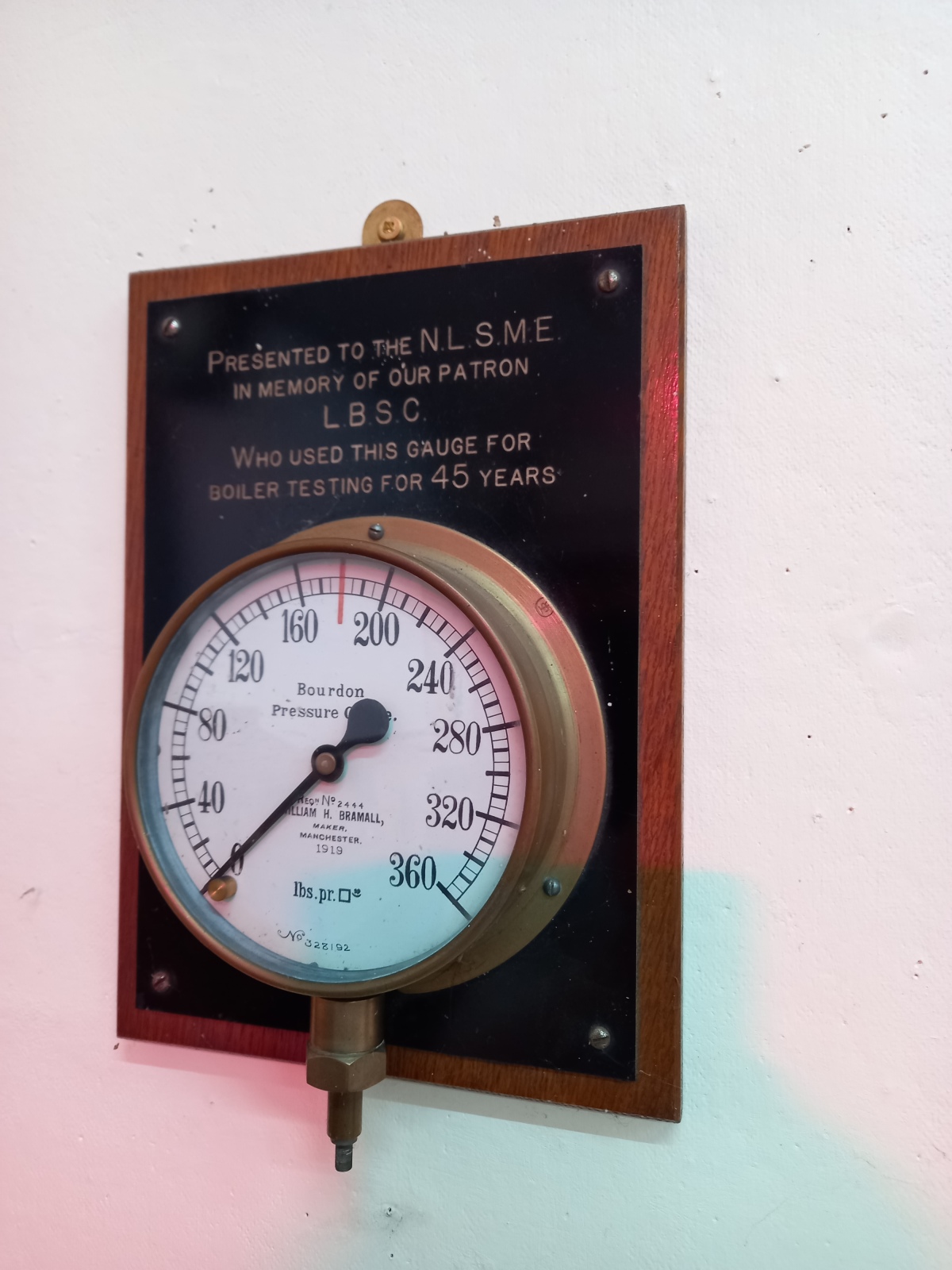 Curly's own boiler pressure testing gauge