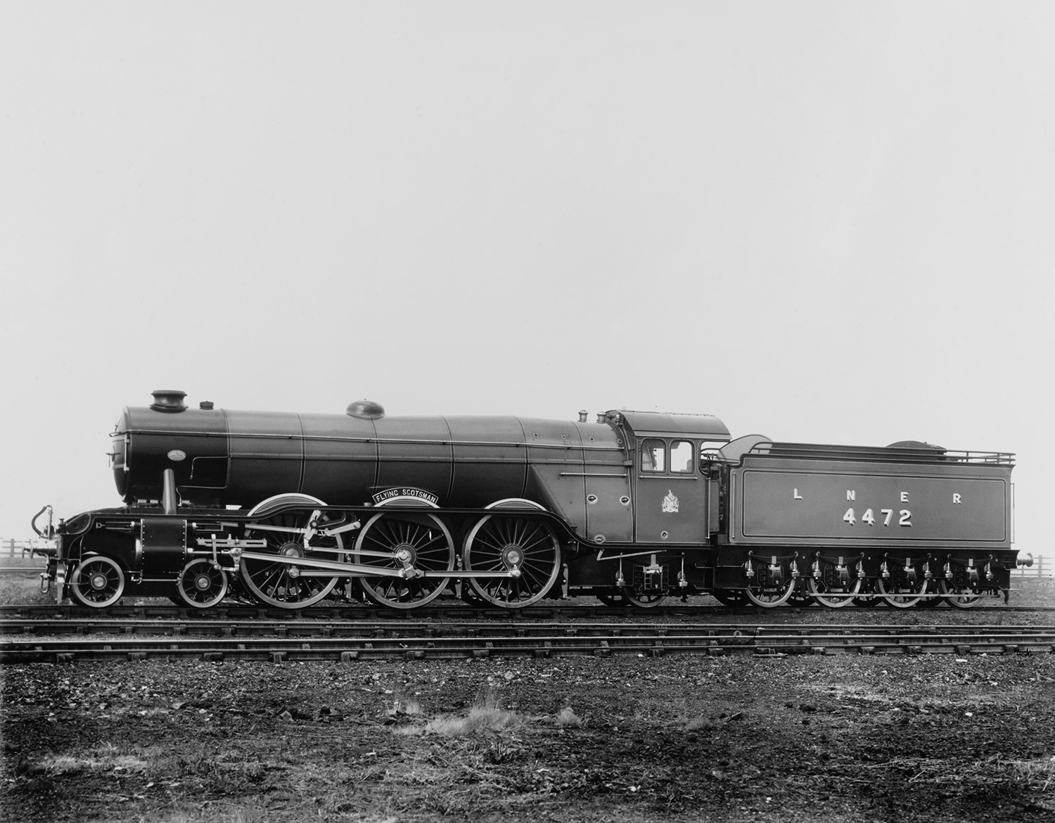 Recently renumbered for the British Empire Exhibition, Class A1 No. 4472 Flying Scotsman is seen at Doncaster Works in November 1924.