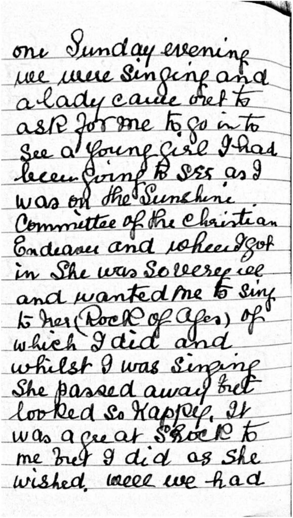 An extract from Ethel Emma Danby's diary